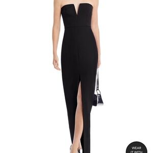 BCBGMaxAzria Black Strapless Bustier Gown